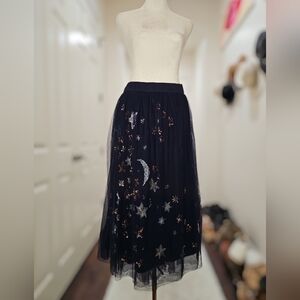 Moulinette Soeurs Celestial Tulle Midi Skirt | Stars & Moon | Anthropologie